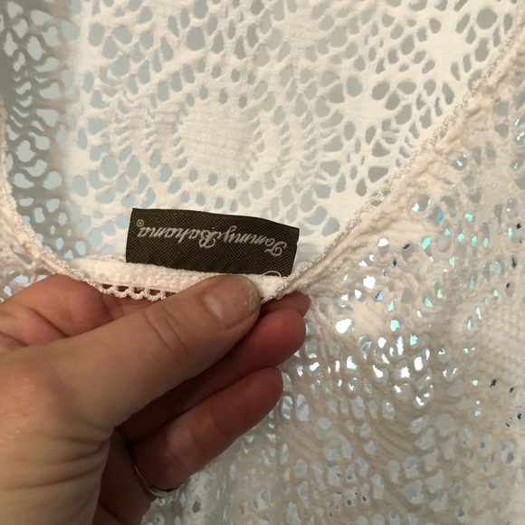 Tommy Bahama size large white crochet lace Maxi Dress swim cover up scoop neck - Picture 8 of 13